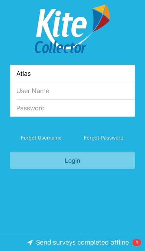 Kite Collector login screen